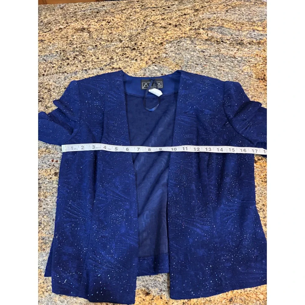 NWT Alex Evenings 10 Petite Blue Embellished Dress & Jacket Set‎ Formal Occasion